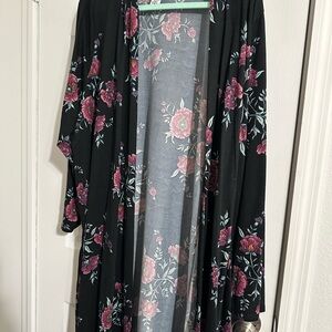 Floral Black Kimono Cardigan